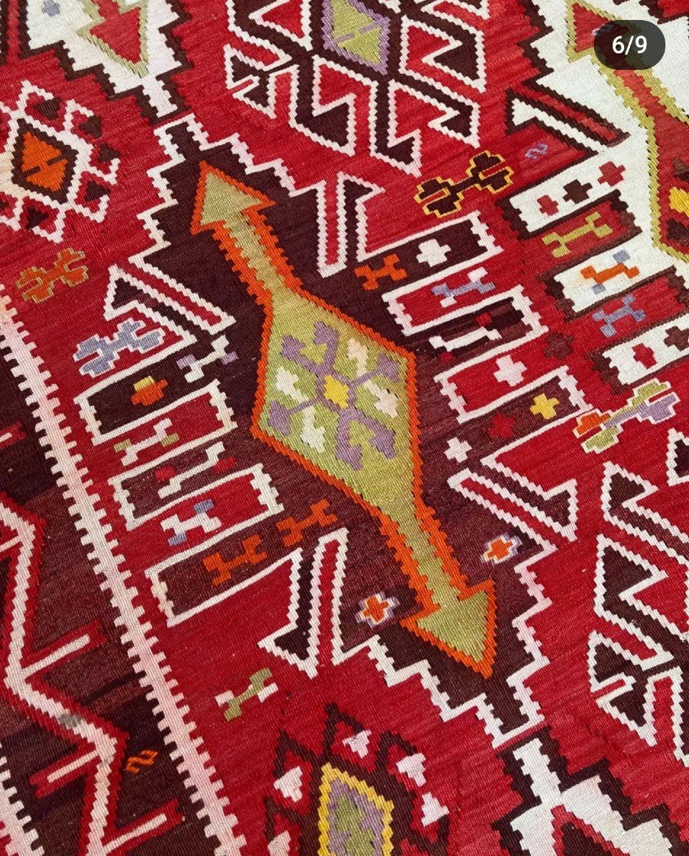 Kilim Kuba - Azerbaijan. Circa 1930. 300 X 160 Cm-photo-4