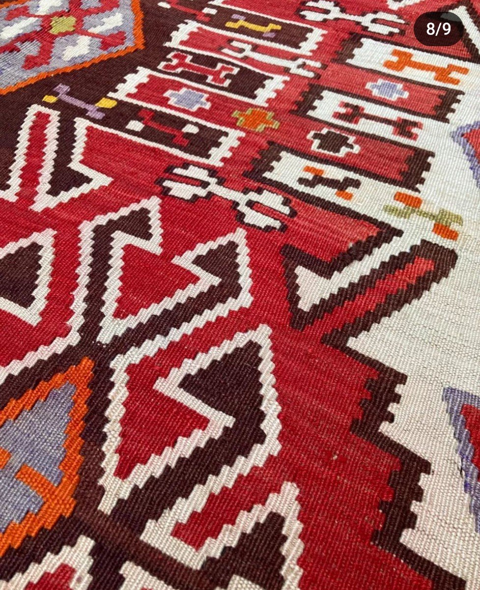 Kilim Kuba - Azerbaijan. Circa 1930. 300 X 160 Cm-photo-5