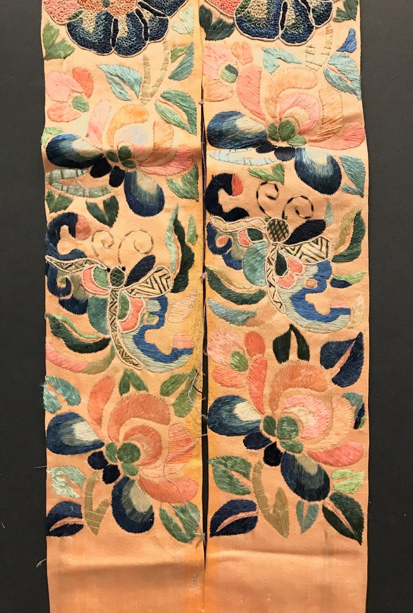 Japanese Kimono Collar. Silk On Silk Embroidery. 19th Century-photo-1