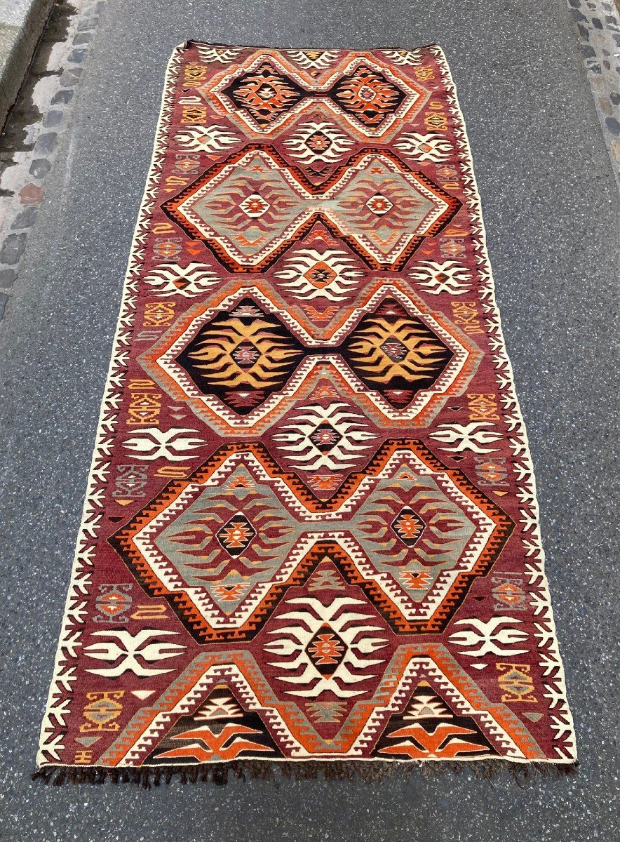 Anatolian Kilim Mut. Circa 1930. 337 X 150 Cm