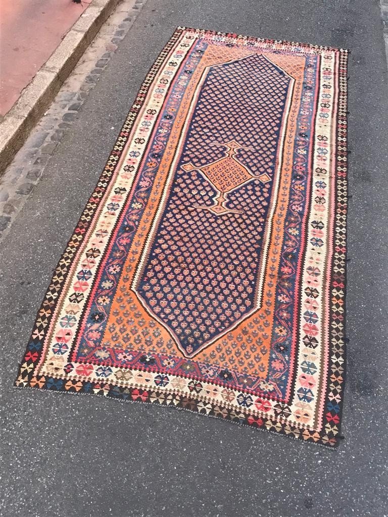 Kilim Senneh - Persia. Circa 1900. 436 X 177 Cm-photo-4