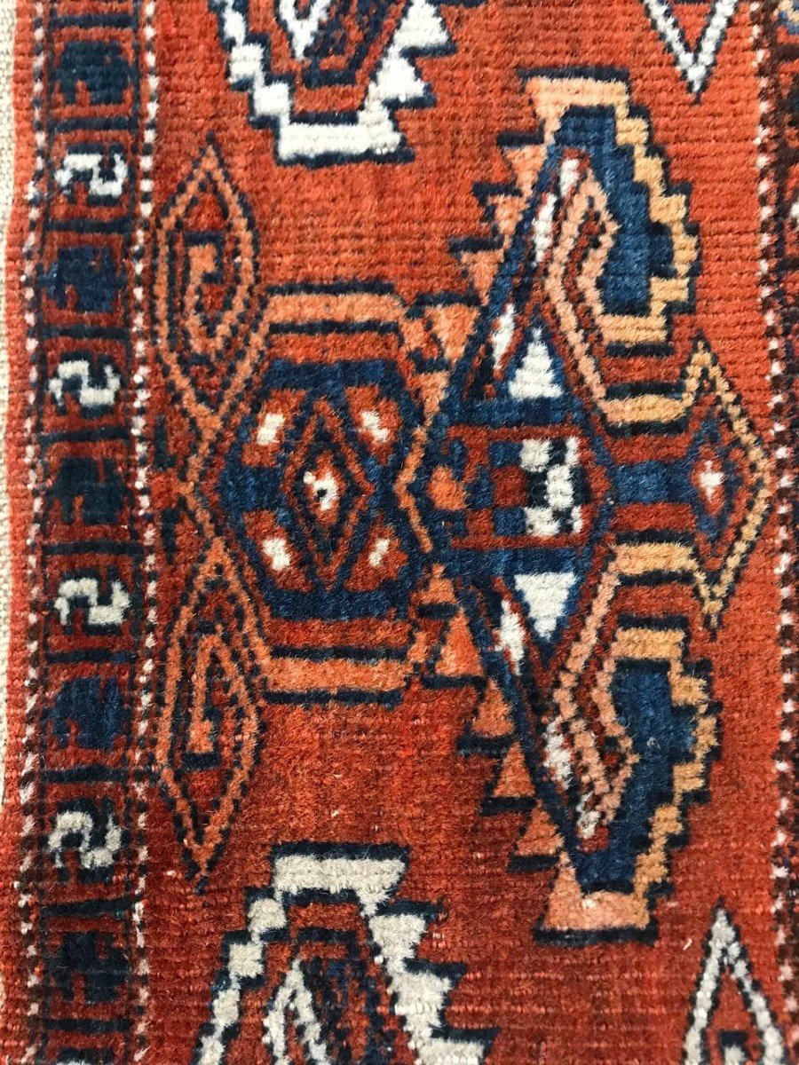 Fragment Tapis Turkmène - Yomuth. Circa 1900.  195 X 40 Cm-photo-1