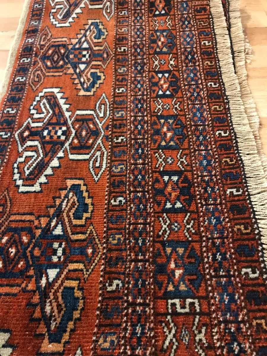 Fragment Tapis Turkmène - Yomuth. Circa 1900.  195 X 40 Cm-photo-2