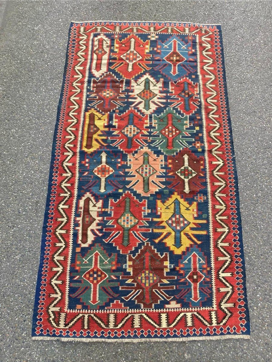 Kilim Kuba - Caucase. Circa 1880.  245 X 125 Cm-photo-7