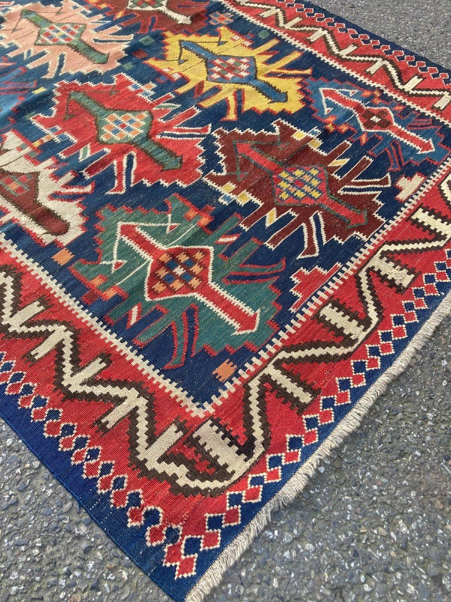 Kilim Kuba - Caucase. Circa 1880.  245 X 125 Cm-photo-8