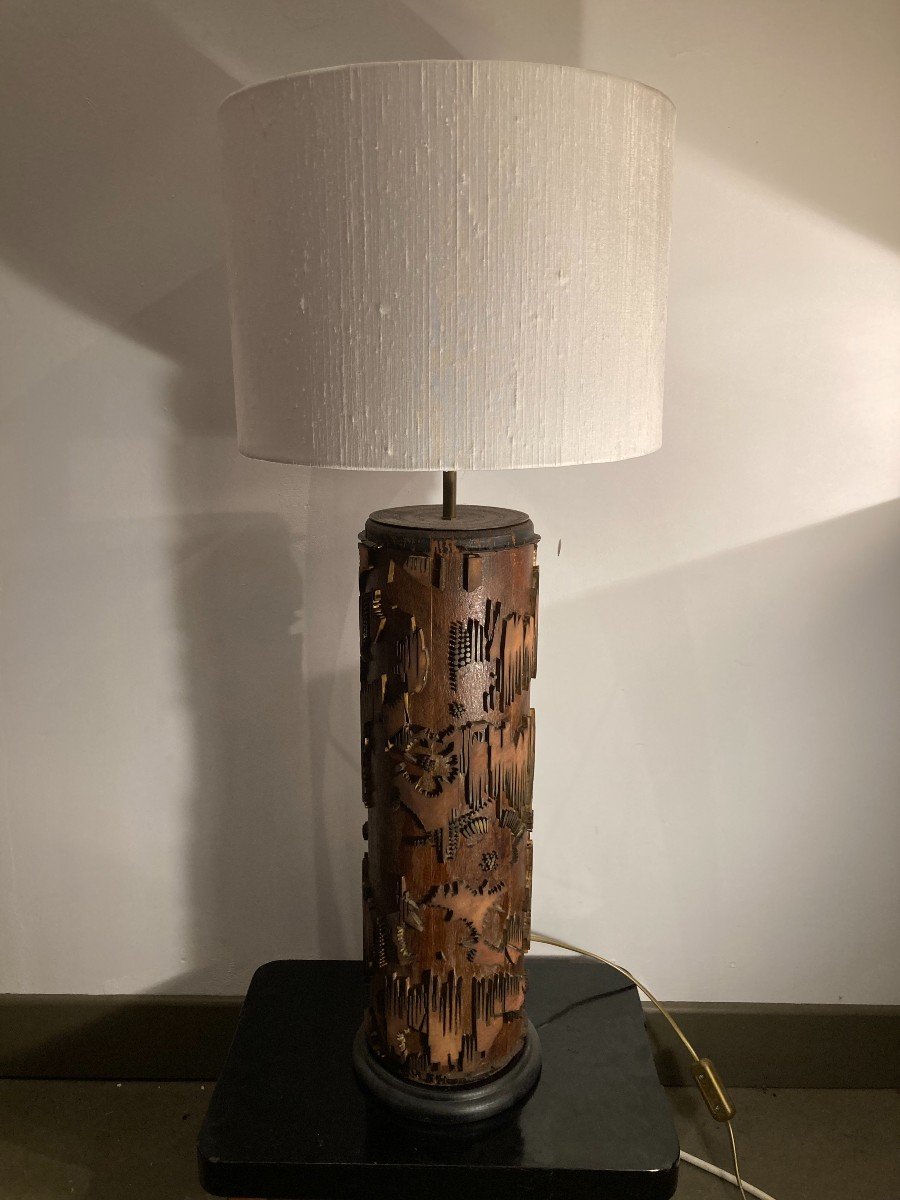 19th Century Printing Roller Lamp. H= 85 Cm