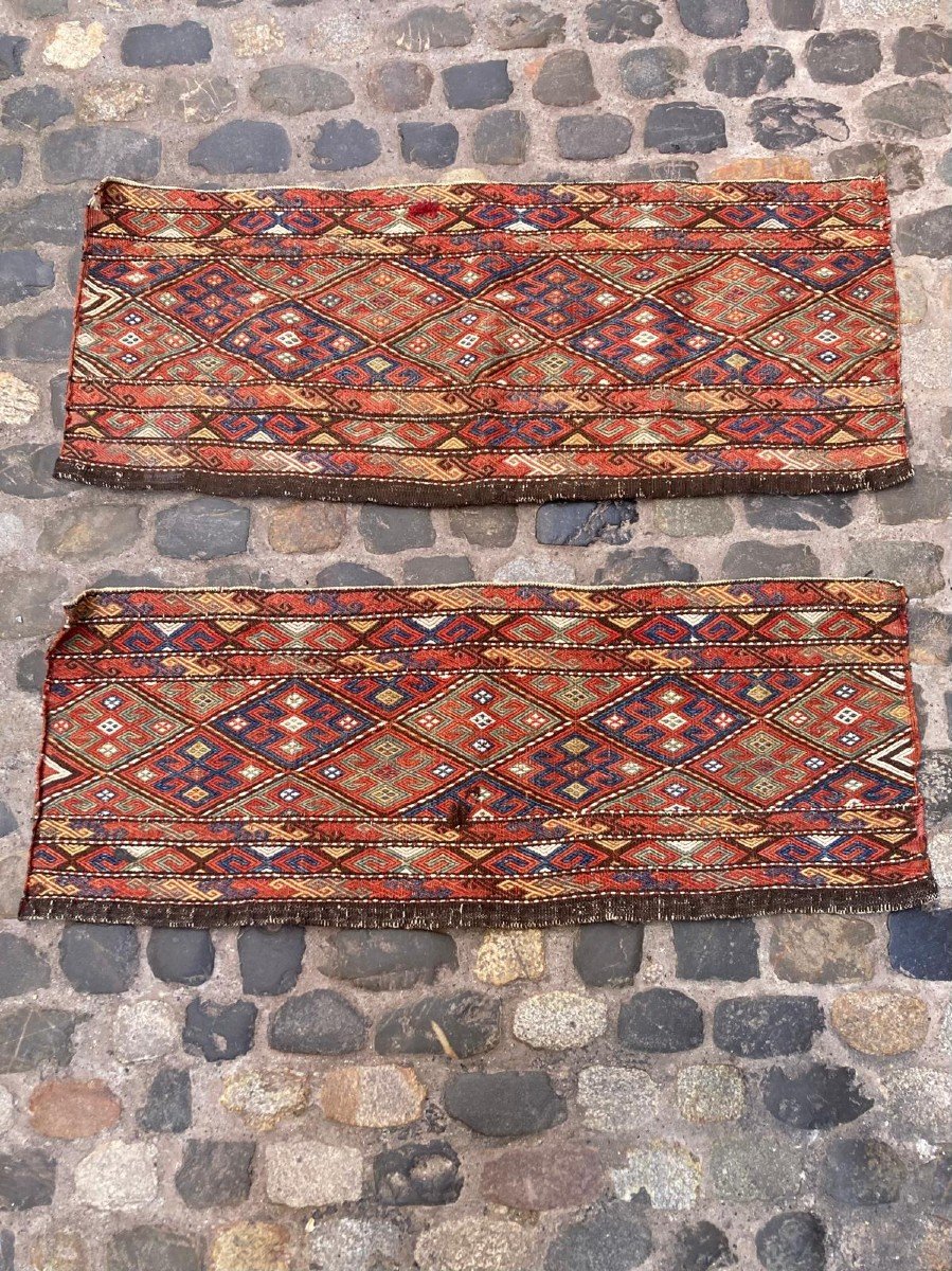 2 Large Maffrash Shahsavan Panels. Circa 1850. 110 X 42 Cm-photo-7