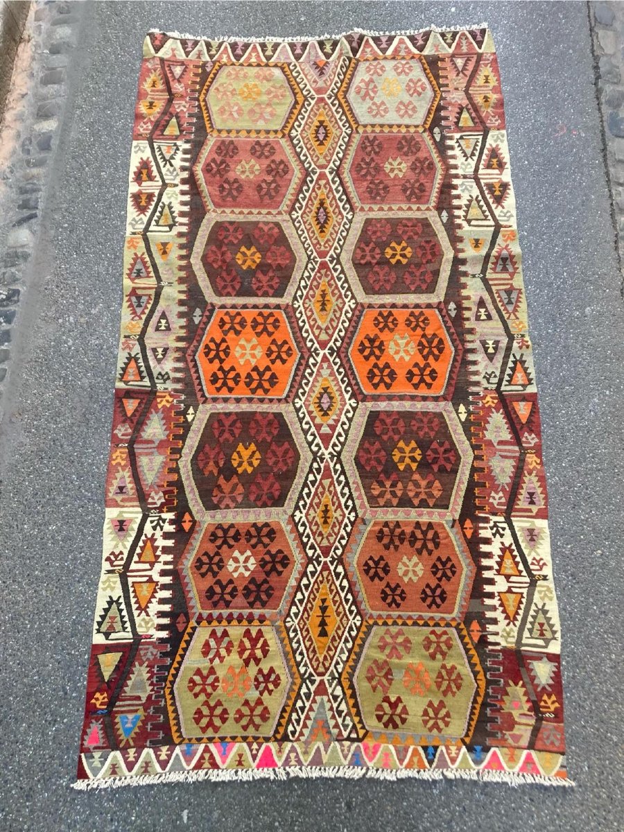 Kilim Malatya - Anatolie. Milieu 20 Ième. 354 X 170 Cm-photo-1