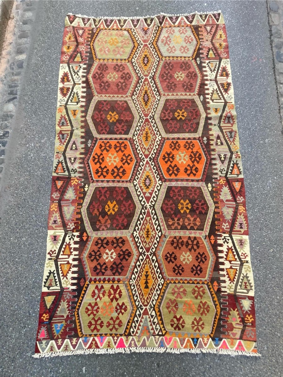 Kilim Malatya - Anatolie. Milieu 20 Ième. 354 X 170 Cm