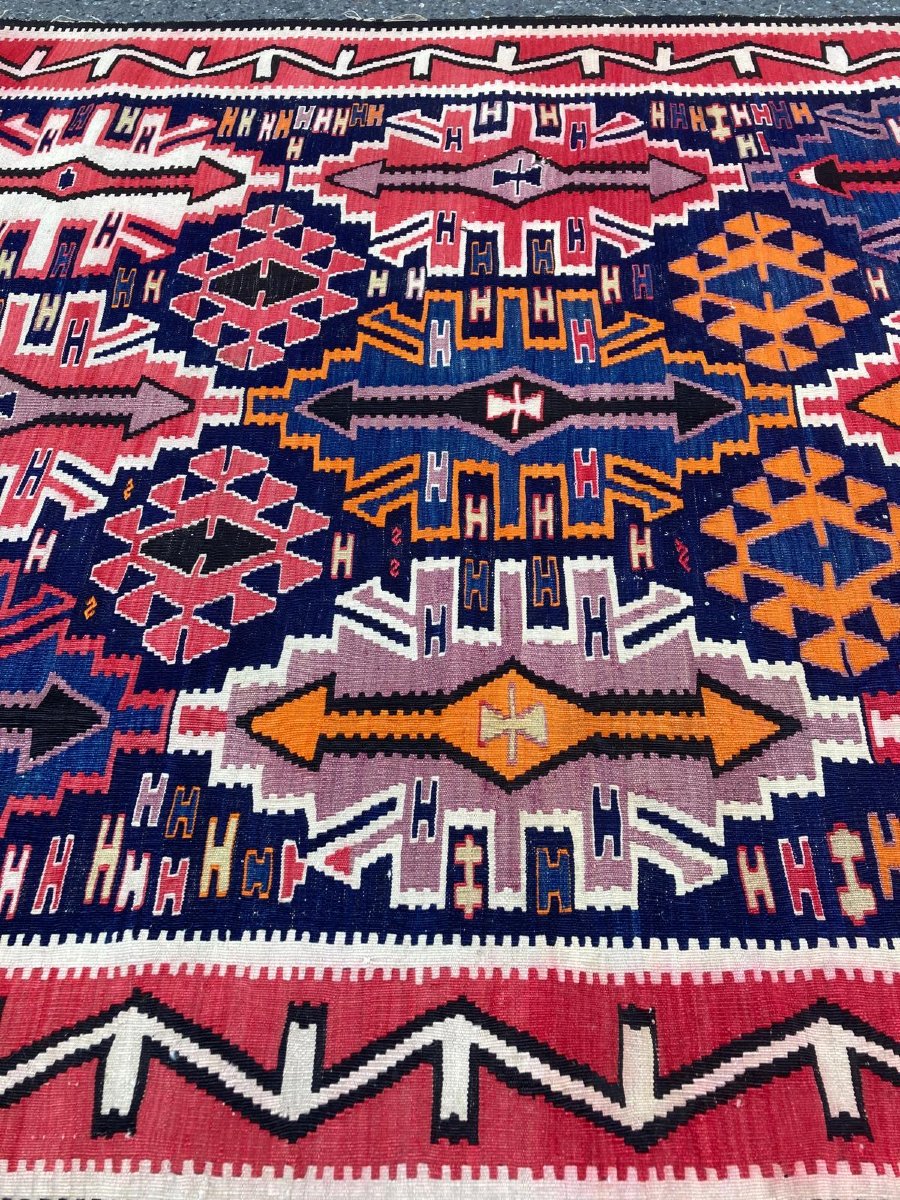 Kilim Kuba - Azerbaïdjan. Circa 1930.  300 X 158 Cm-photo-2