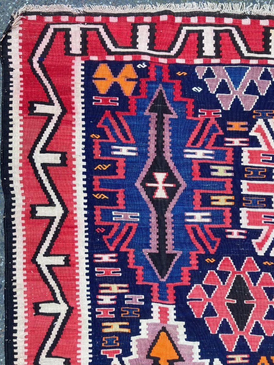 Kilim Kuba - Azerbaïdjan. Circa 1930.  300 X 158 Cm-photo-4