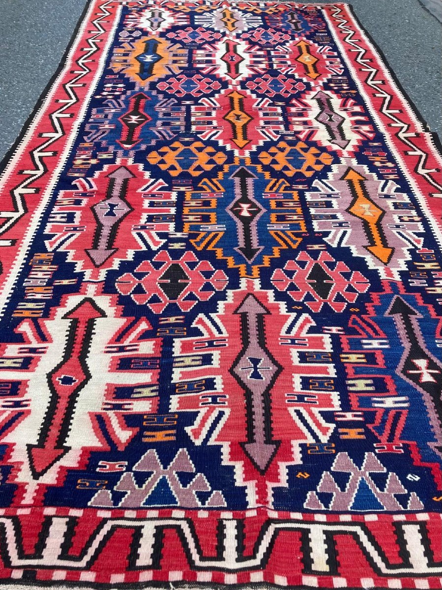 Kilim Kuba - Azerbaïdjan. Circa 1930.  300 X 158 Cm-photo-1