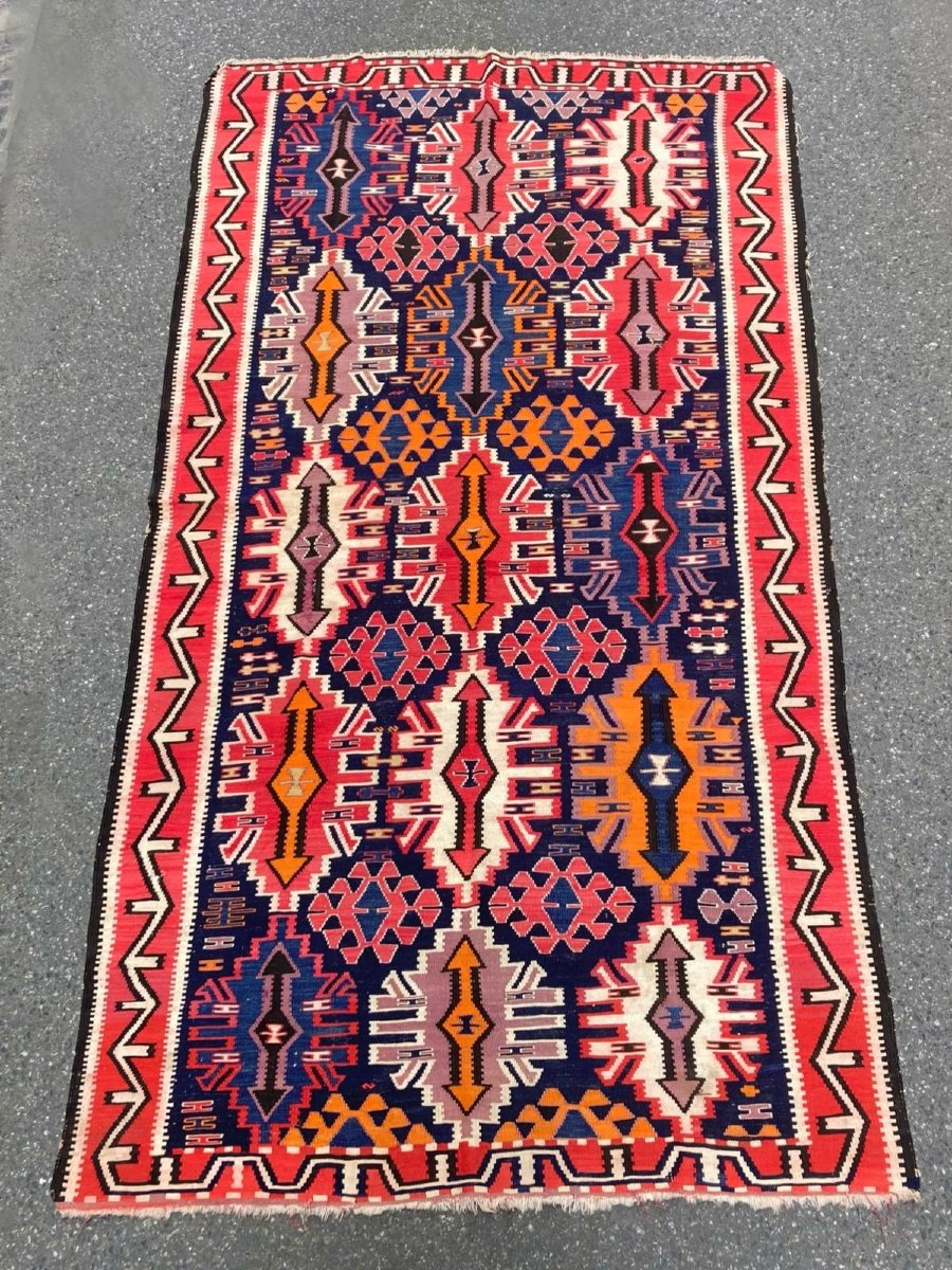 Kilim Kuba - Azerbaïdjan. Circa 1930.  300 X 158 Cm-photo-8