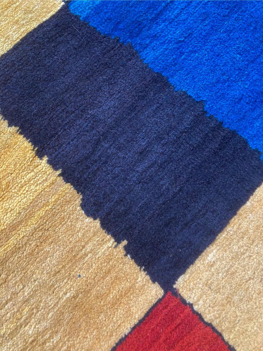 Mondrian Style Gabbeh Rug. Mid 20th Century. 285 X 92 Cm-photo-2