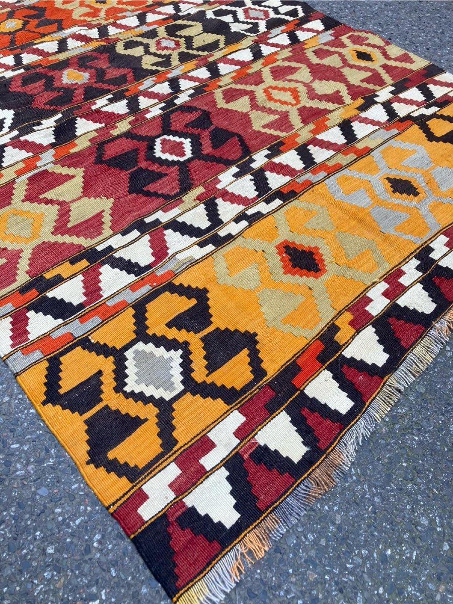 Kilim Caucase. Tout Début 20 Ième Siècle. 240 X 135 Cm-photo-3