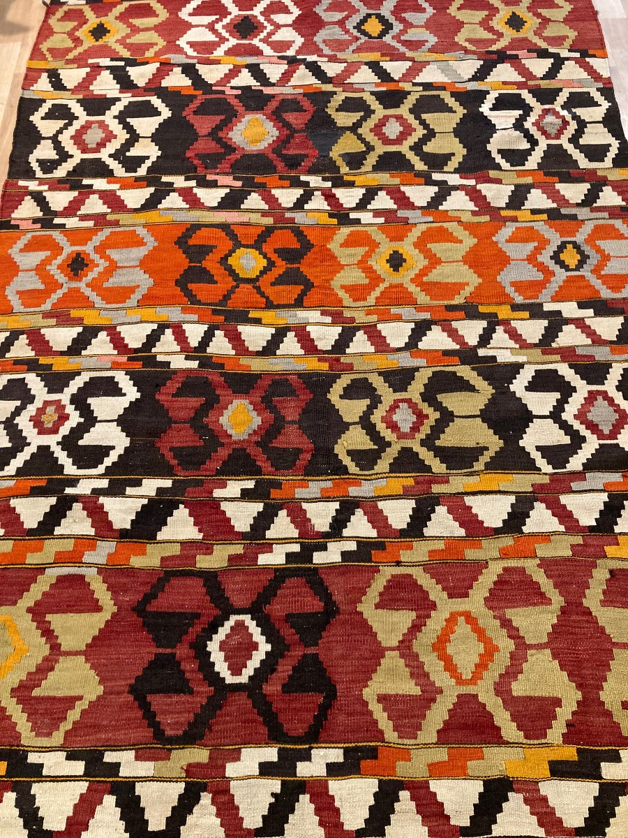 Kilim Caucase. Tout Début 20 Ième Siècle. 240 X 135 Cm-photo-2