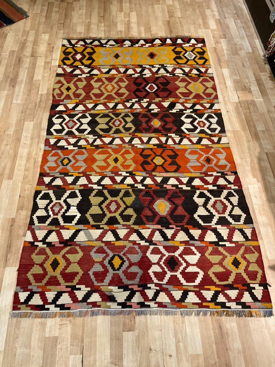 Kilim Caucase. Tout Début 20 Ième Siècle. 240 X 135 Cm-photo-4