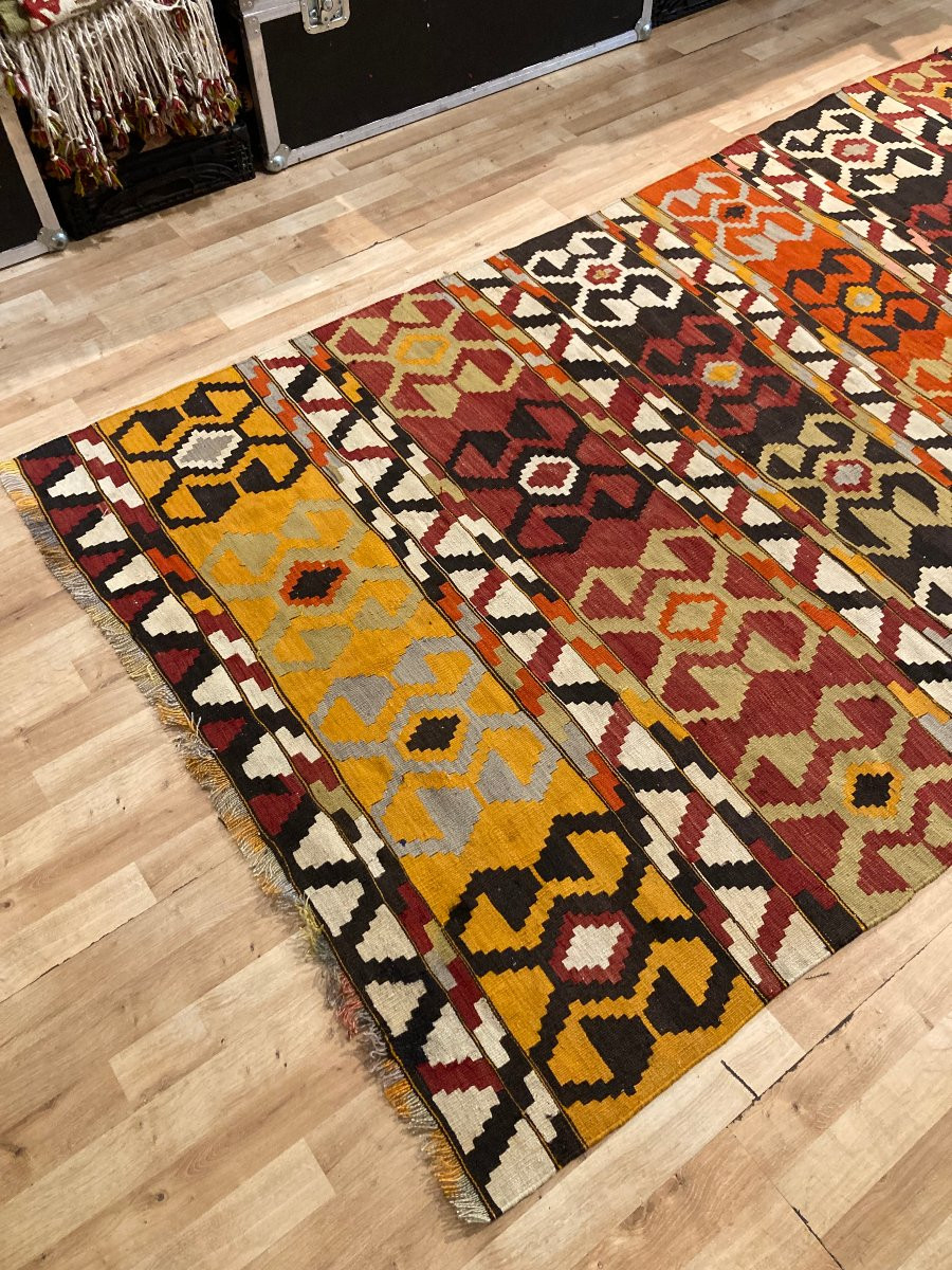 Kilim Caucase. Tout Début 20 Ième Siècle. 240 X 135 Cm-photo-6