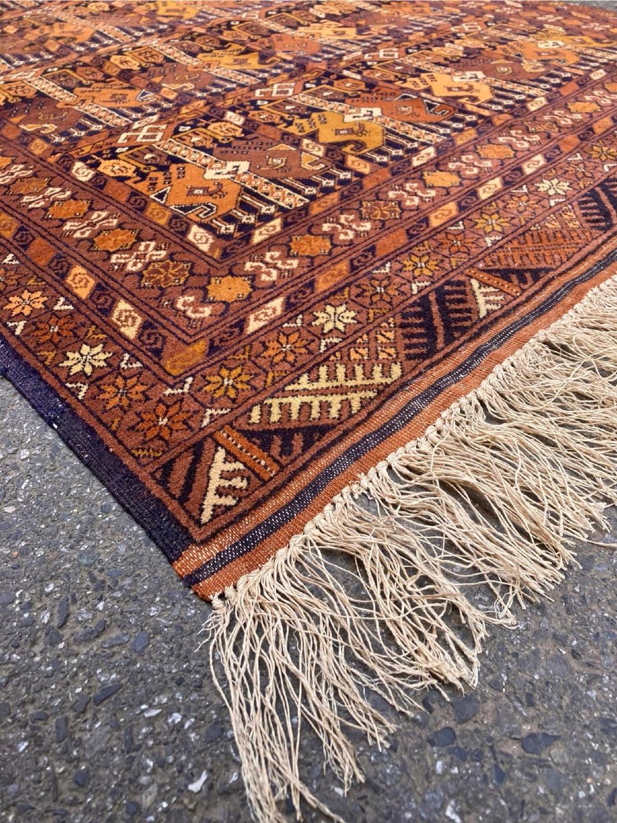 Tapis Afghan. Laine Sur Soie. Milieu 20 Ième. 175 X 115 Cm-photo-2