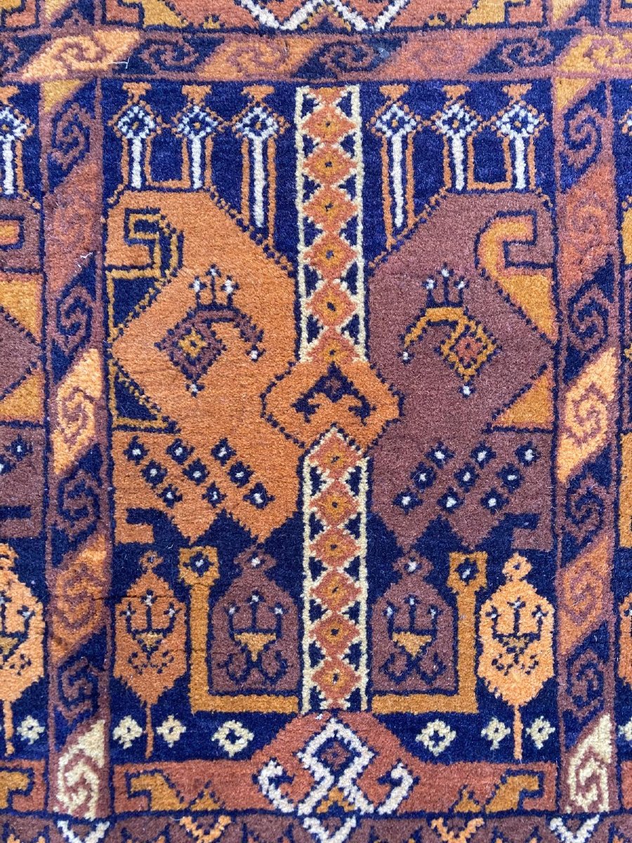 Tapis Afghan. Laine Sur Soie. Milieu 20 Ième. 175 X 115 Cm-photo-2