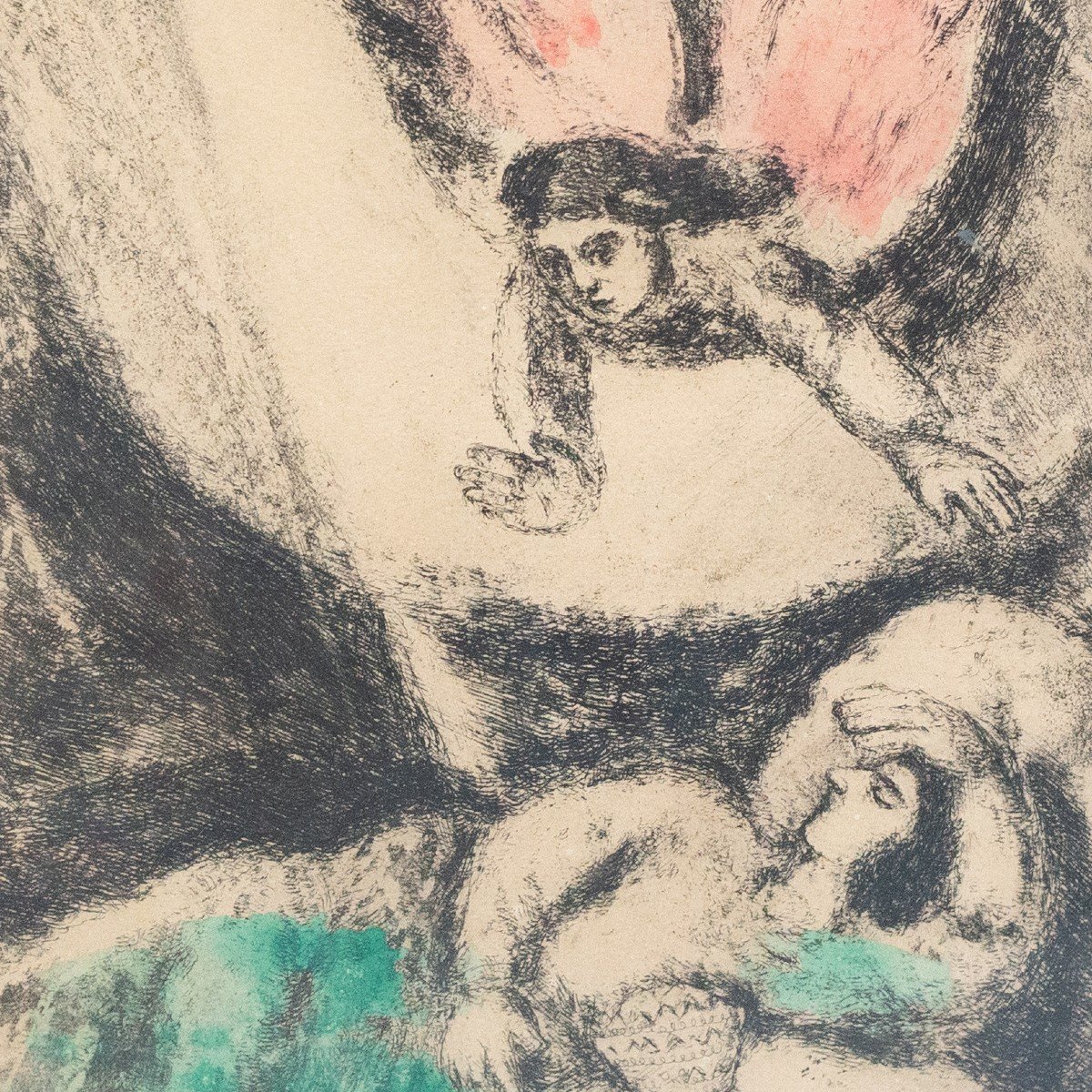 Gravure, "La Vision de Salomon", de Marc Chagall, signée, 1956, 85/100-photo-1