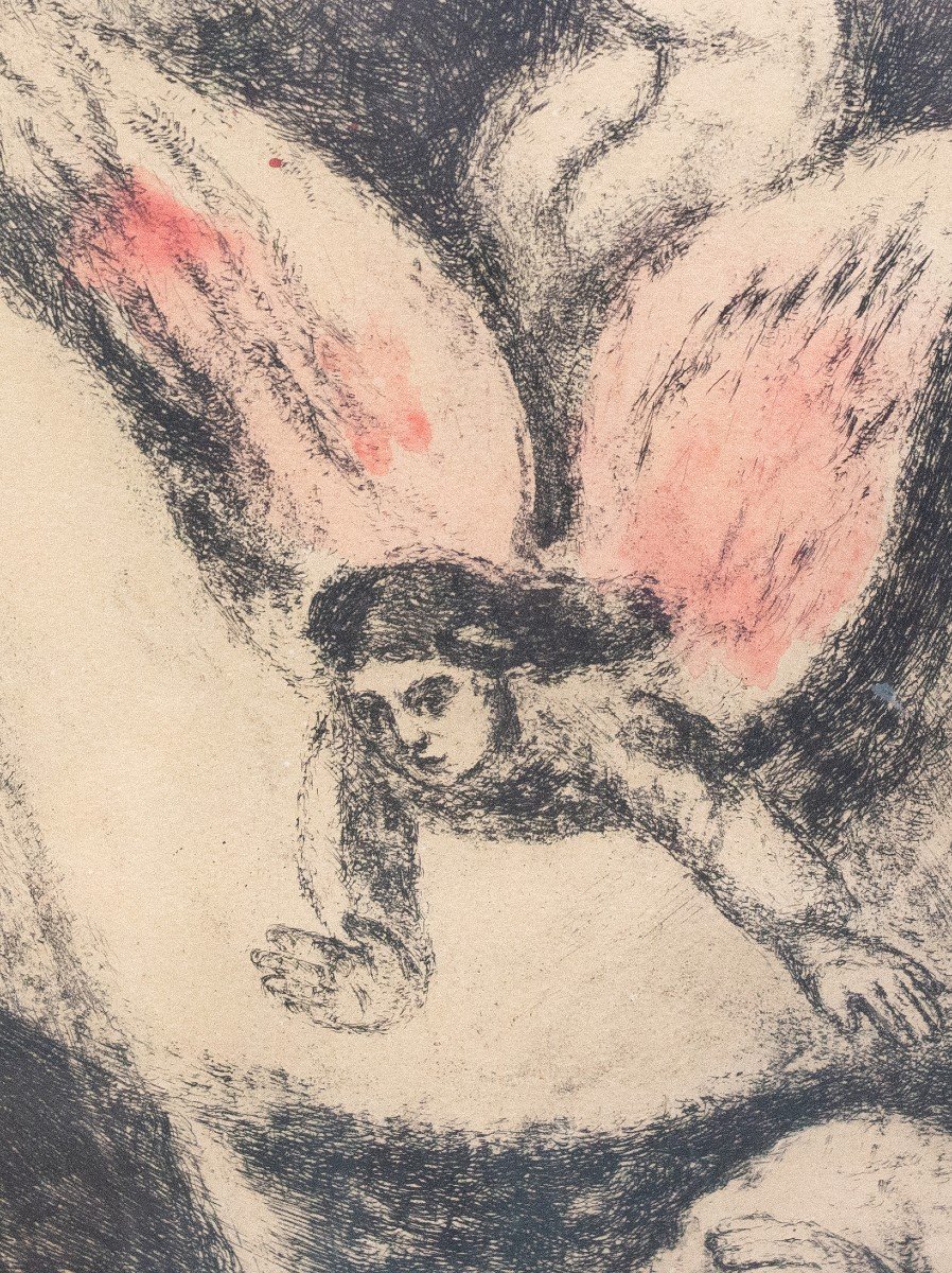 Color Etching, "the Vision Of Solomon," By Marc Chagall, Signed, 1956, 85/100-photo-3