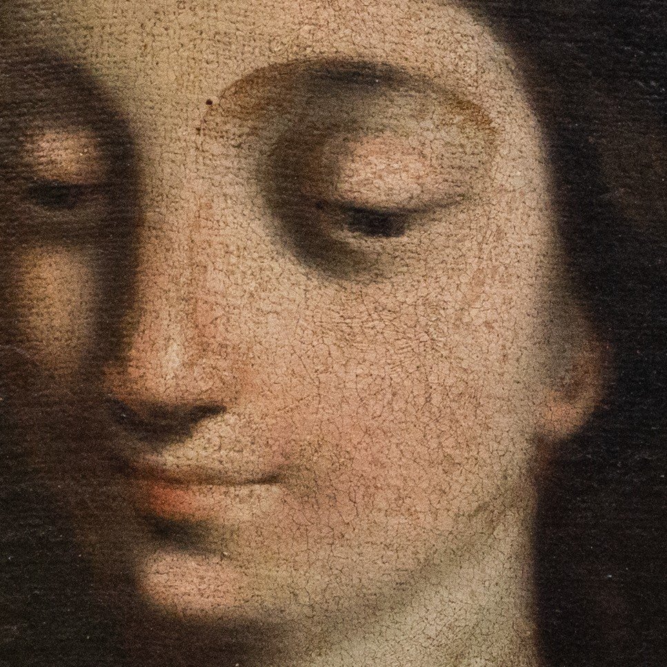 Oil On Canvas, "saint Agnes," 18th Century Era-photo-3