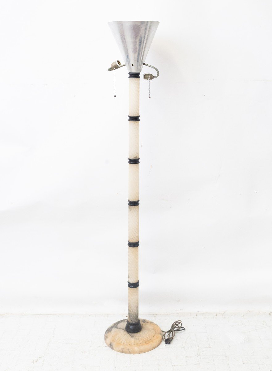 Designer Alabaster Floor Lamp, 1930s -photo-2