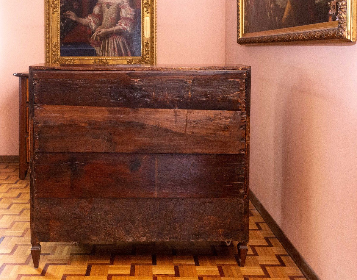 Walnut Rolling Flap Dresser With Inlays, Louis XVI, Epoch Of The 18th Century-photo-4