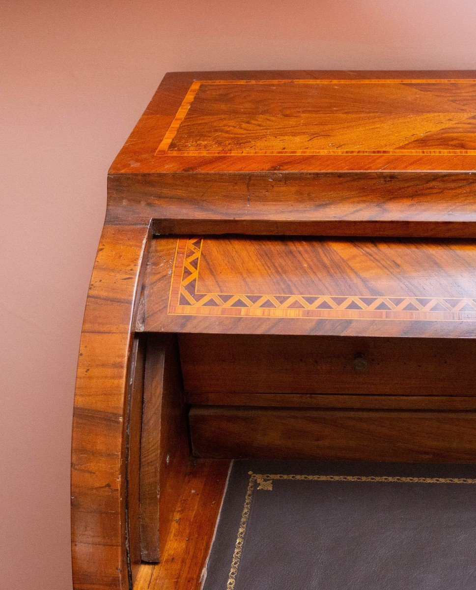 Walnut Rolling Flap Dresser With Inlays, Louis XVI, Epoch Of The 18th Century-photo-2