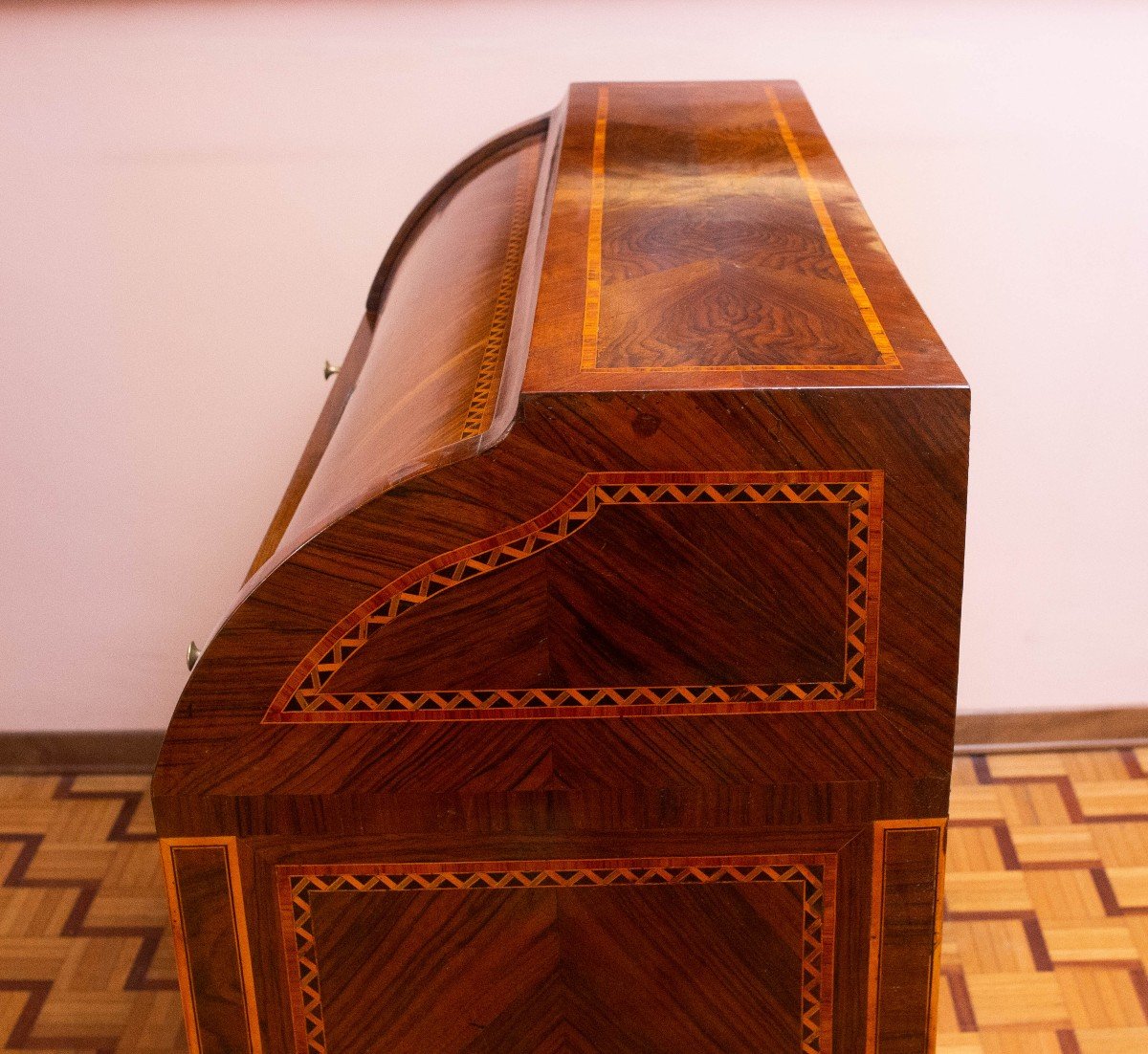 Walnut Rolling Flap Dresser With Inlays, Louis XVI, Epoch Of The 18th Century-photo-3