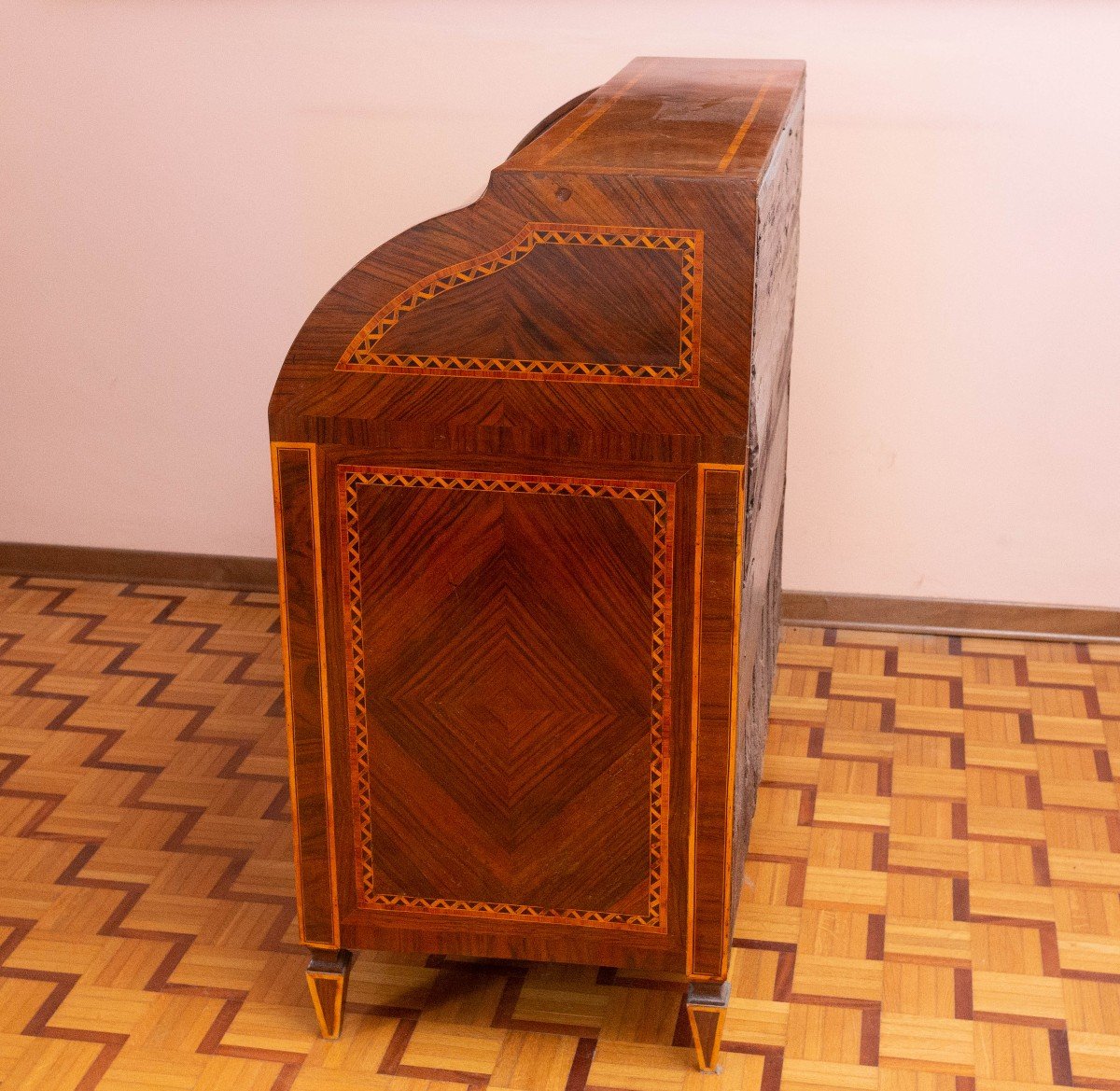 Walnut Rolling Flap Dresser With Inlays, Louis XVI, Epoch Of The 18th Century-photo-4