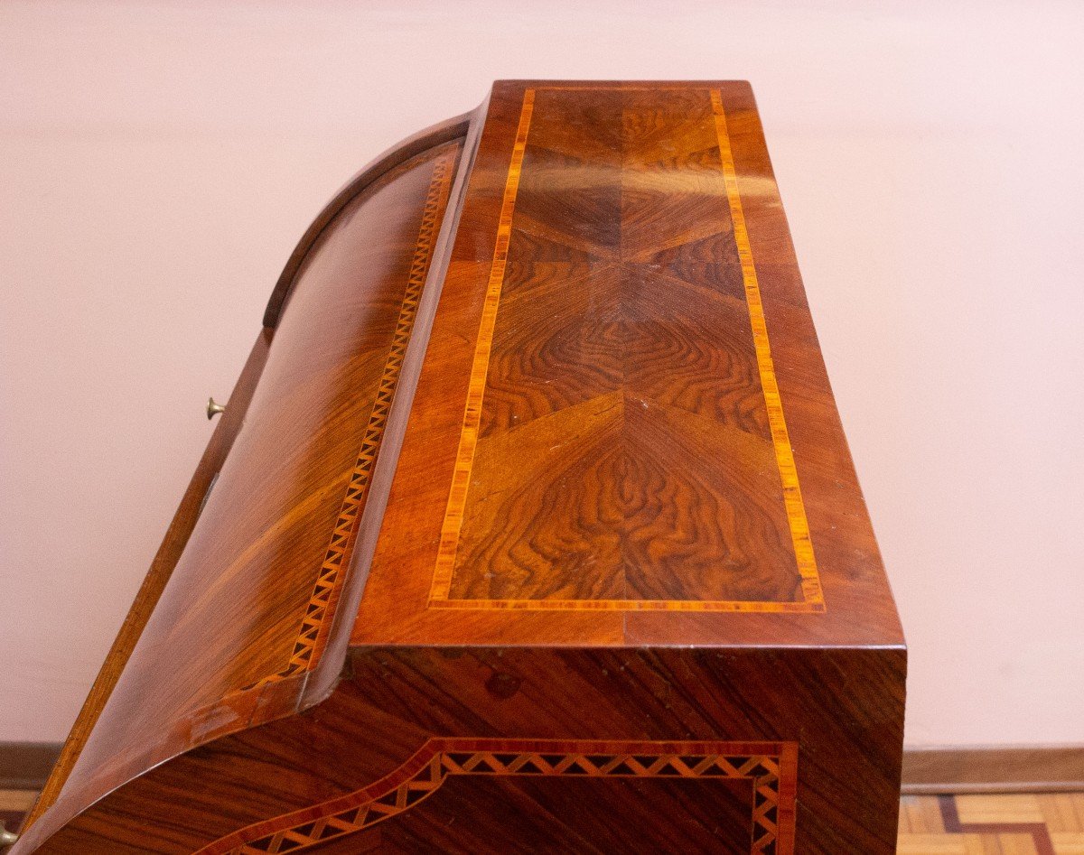 Walnut Rolling Flap Dresser With Inlays, Louis XVI, Epoch Of The 18th Century-photo-6