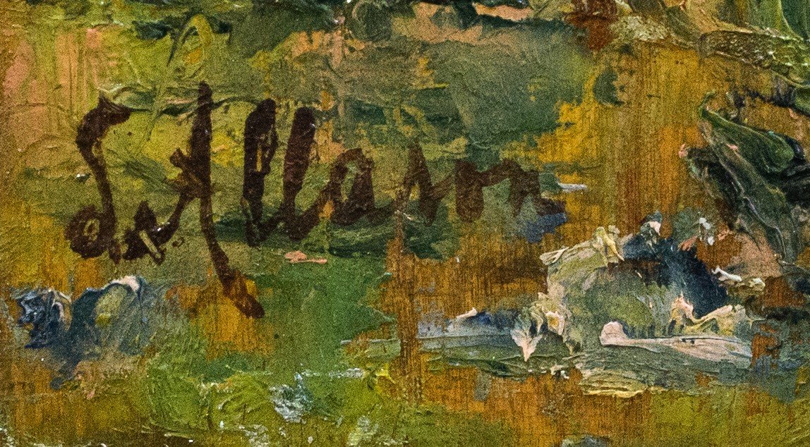 Oil On Panel By Silvio Allason, "mont Blanc, La Thuile," Signed, 1900-photo-2