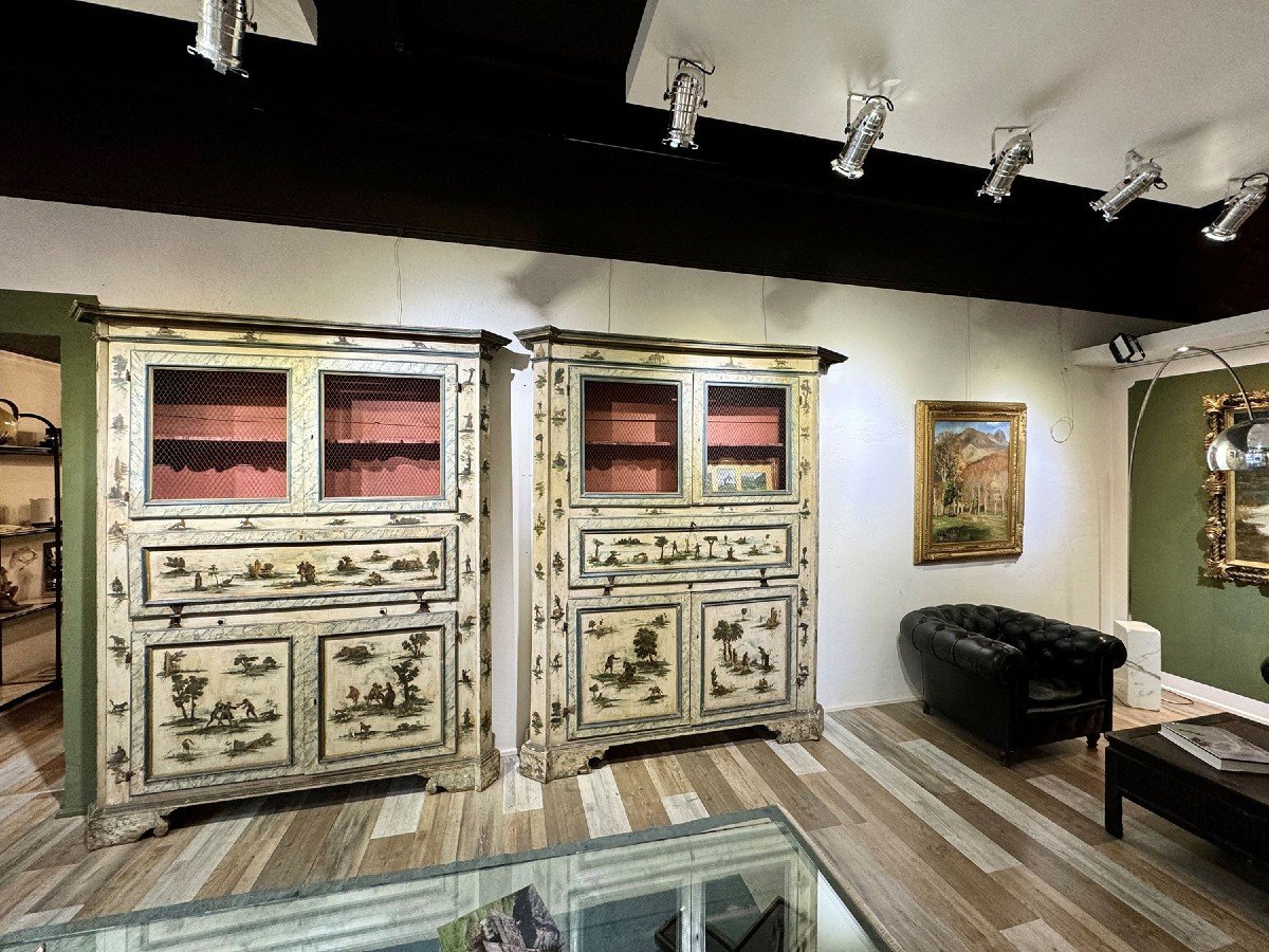 Pair Of Venetian Style Bookcases/showcases In Arte Povera, Epoch '700-photo-4