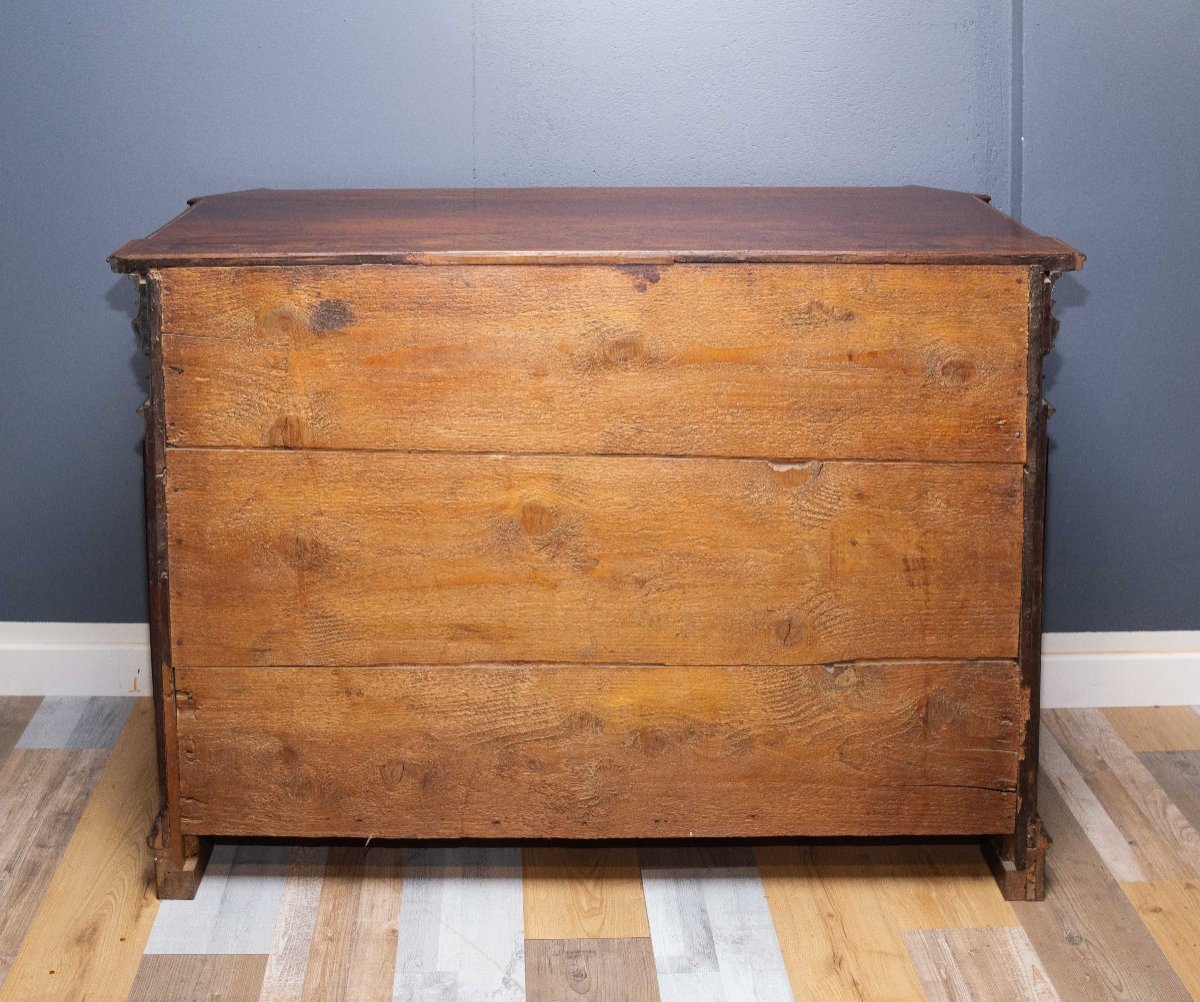 Commode Louis XIV Du 17ème Siècle En Noyer Avec Scarabattolo-photo-4