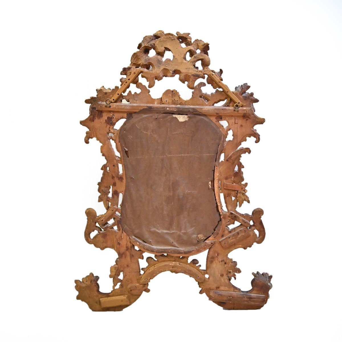 Miroir Ancien En Bois Doré Louis XV, époque 19ème Siècle-photo-4