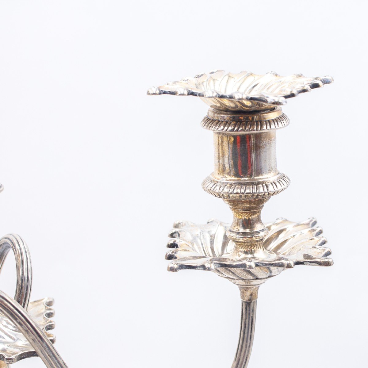 H E & Co English Silver Candlestick, English Origin, Epoch Early 1900s-photo-3