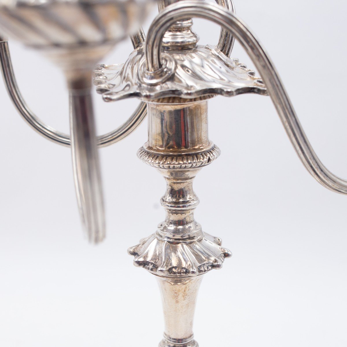 H E & Co English Silver Candlestick, English Origin, Epoch Early 1900s-photo-6