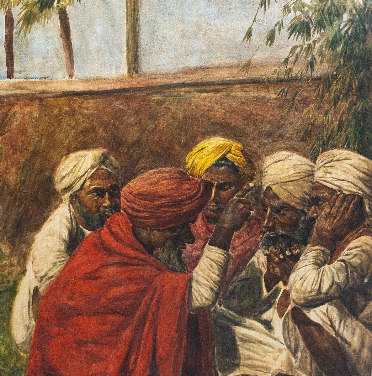 Paire De Grandes Aquarelles Sur Papier, Par Eusebio Scribante, "scènes Orientalistes", 19e Sièc-photo-7