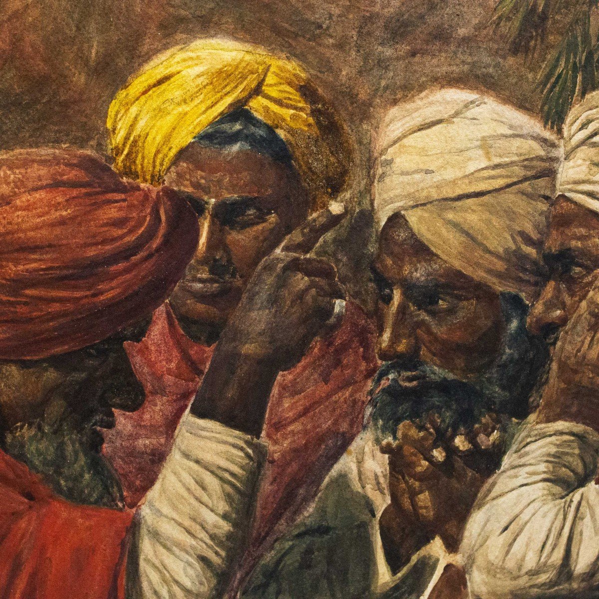 Paire De Grandes Aquarelles Sur Papier, Par Eusebio Scribante, "scènes Orientalistes", 19e Sièc-photo-8