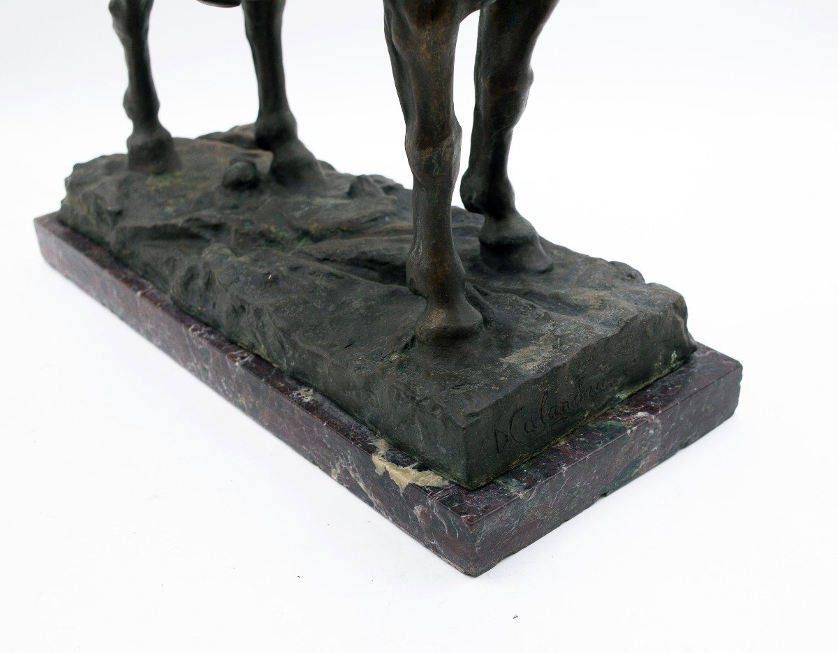 Bronze Sculpture By Davide Calandra, "piedmont Royal," Signed, 1892-photo-3
