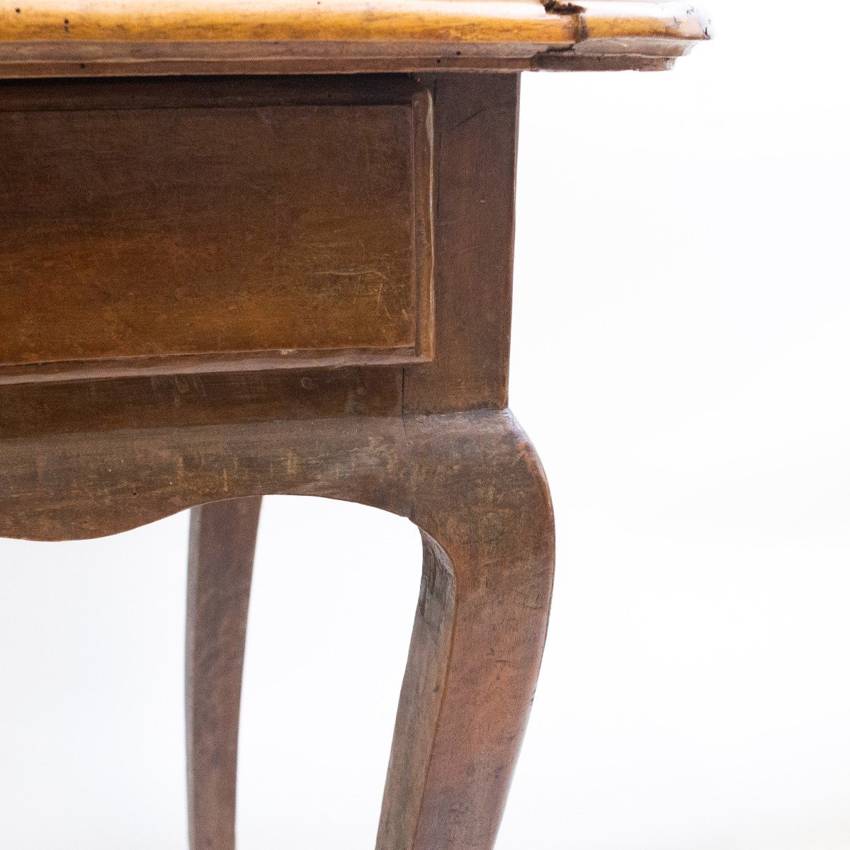 Piedmontese Walnut Baroque Coffee Table With Drawer, Original, 19th Century Era-photo-4