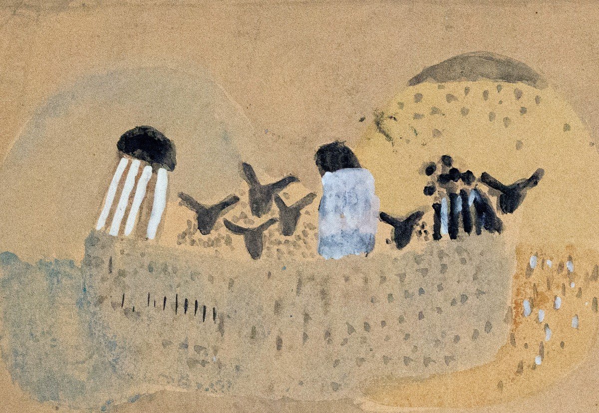 Zoran Music, Aquarelle Sur Papier, "arche De Noé", Signée, 1951-photo-3