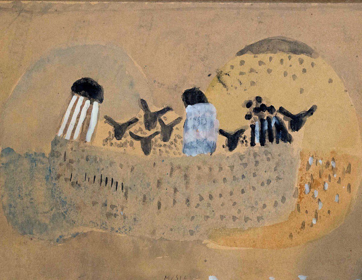 Zoran Music, Aquarelle Sur Papier, "arche De Noé", Signée, 1951-photo-5