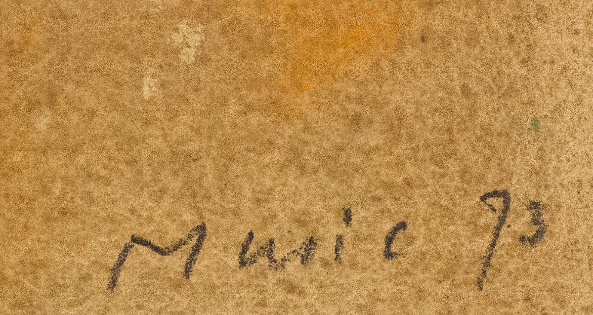 Zoran Music, Pastel Sur Papier, "motif Végétal", Signé, 1973-photo-3