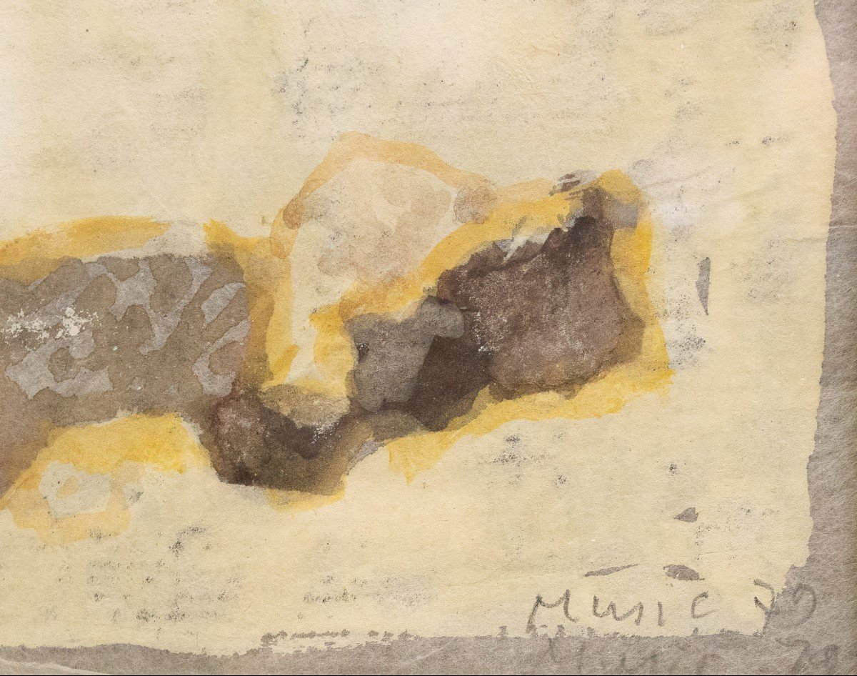 Zoran Music, Acrylic On Paper, "rocky Landscape," Signed, 1979-photo-4