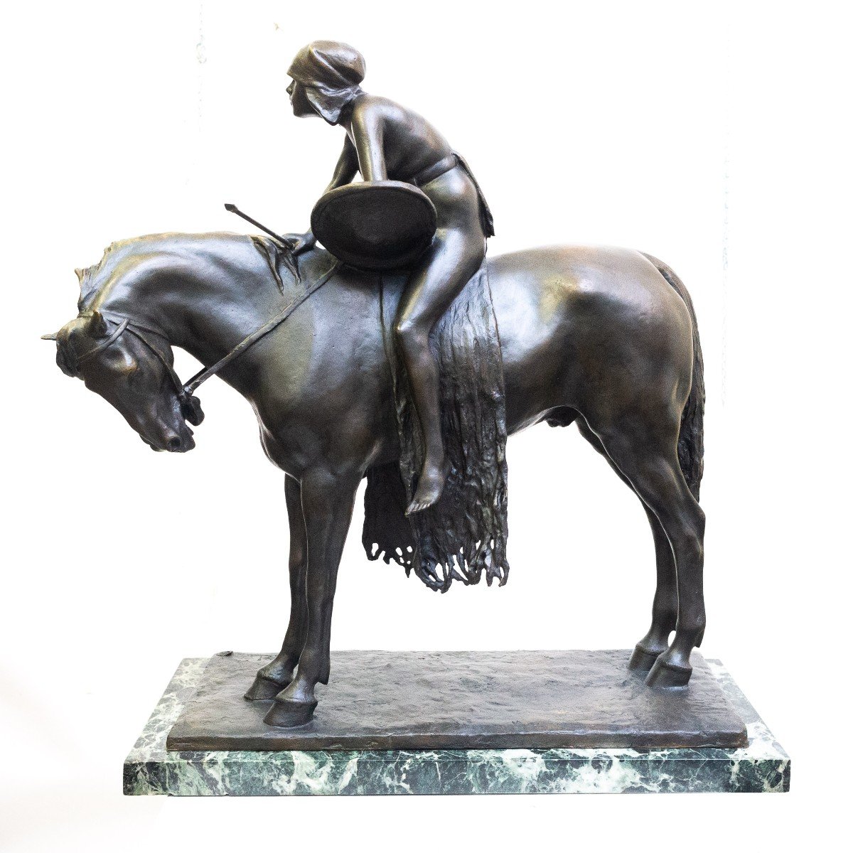 Enrico Astorri, Grande Sculpture En Bronze, "amazone", Fin Du XIXe Siècle -photo-4