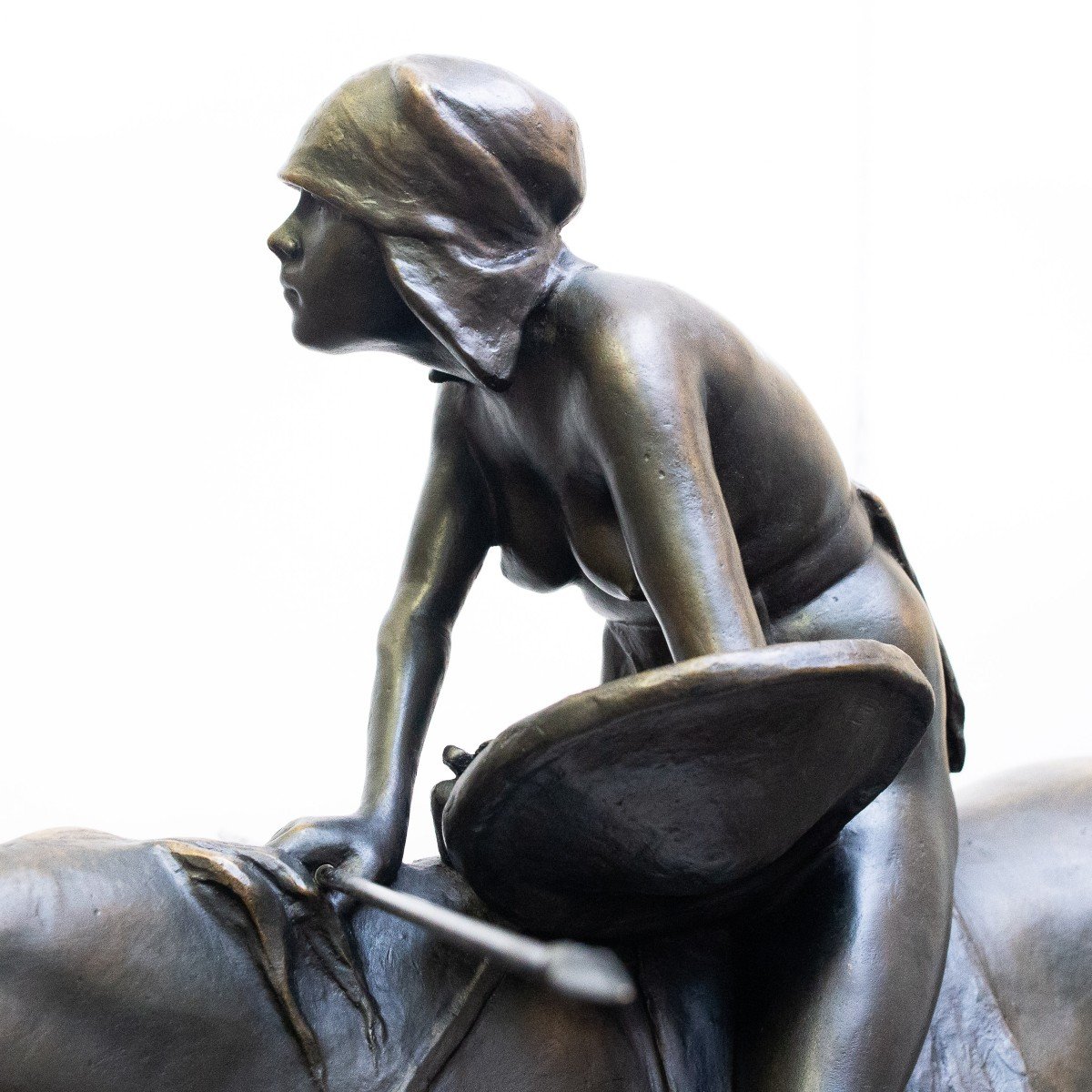 Enrico Astorri, Grande Sculpture En Bronze, "amazone", Fin Du XIXe Siècle -photo-5