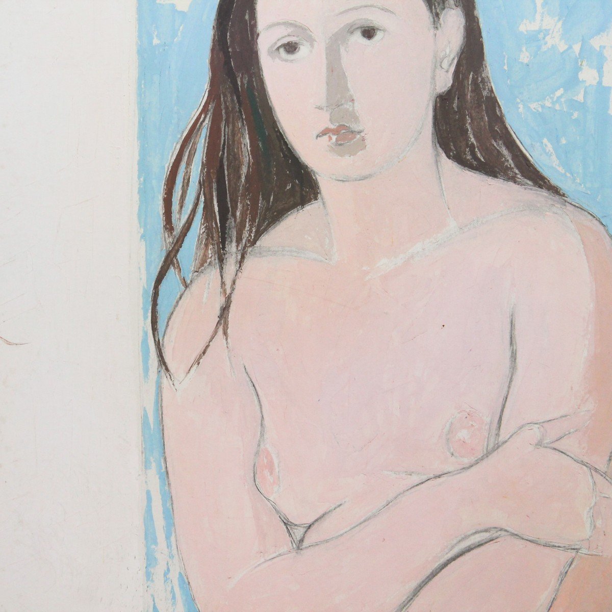 Francesco Menzio, "Modèle", peinture à l'huile sur toile, signée, années 1950-photo-4